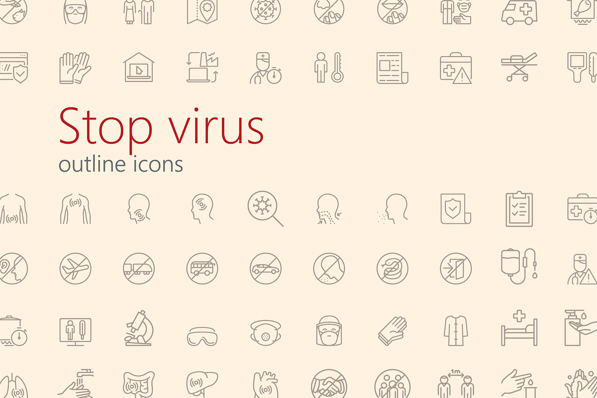 Stop virus outline iconset, an Outline Icon by LAFS (Photo 1 of 4)