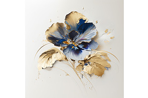 Abstract floral oil painting. Gold, an Object Illustration by Lermont51