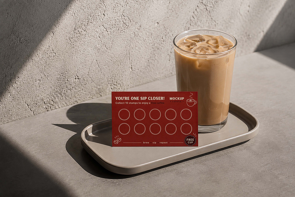 Coffee Shop Loyalty Card Mockup, an Advertising Mockup by Pitchlook.Studio (Photo 2 of 4)