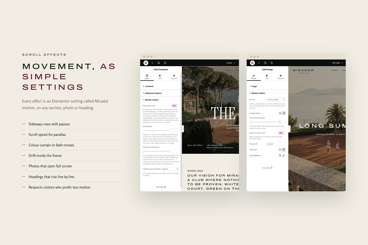 Tennis Club & Hotel Elementor Theme, a WordPress Template by Tomasz Ganclerz (Photo 17 of 21)