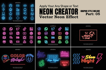Mixed Neon Vector Effect, a Decorative Illustration by Photoshop Action