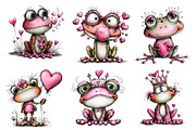 Valentine's Whimsical Frogs Clipart, an Illustration by Dream Creation (Thumbnail 2 of 8)