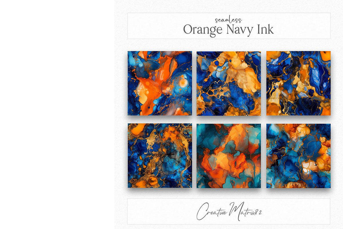 Blue Orange Alcohol Ink Textures, a Texture Graphic by Creative Matrix82 (Photo 3 of 6)