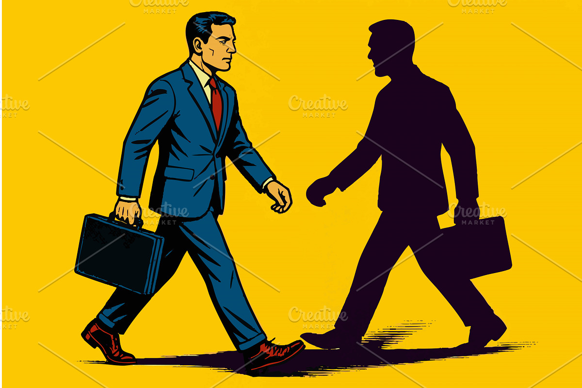 Man Facing His Own Shadow vector, a Healthcare Illustration by AlexArt