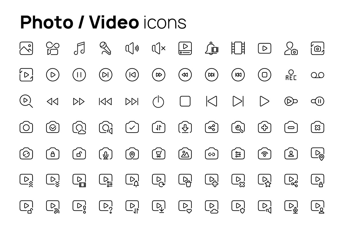 Photo and Video line icons, an Outline Icon by AIWD (Photo 2 of 2)