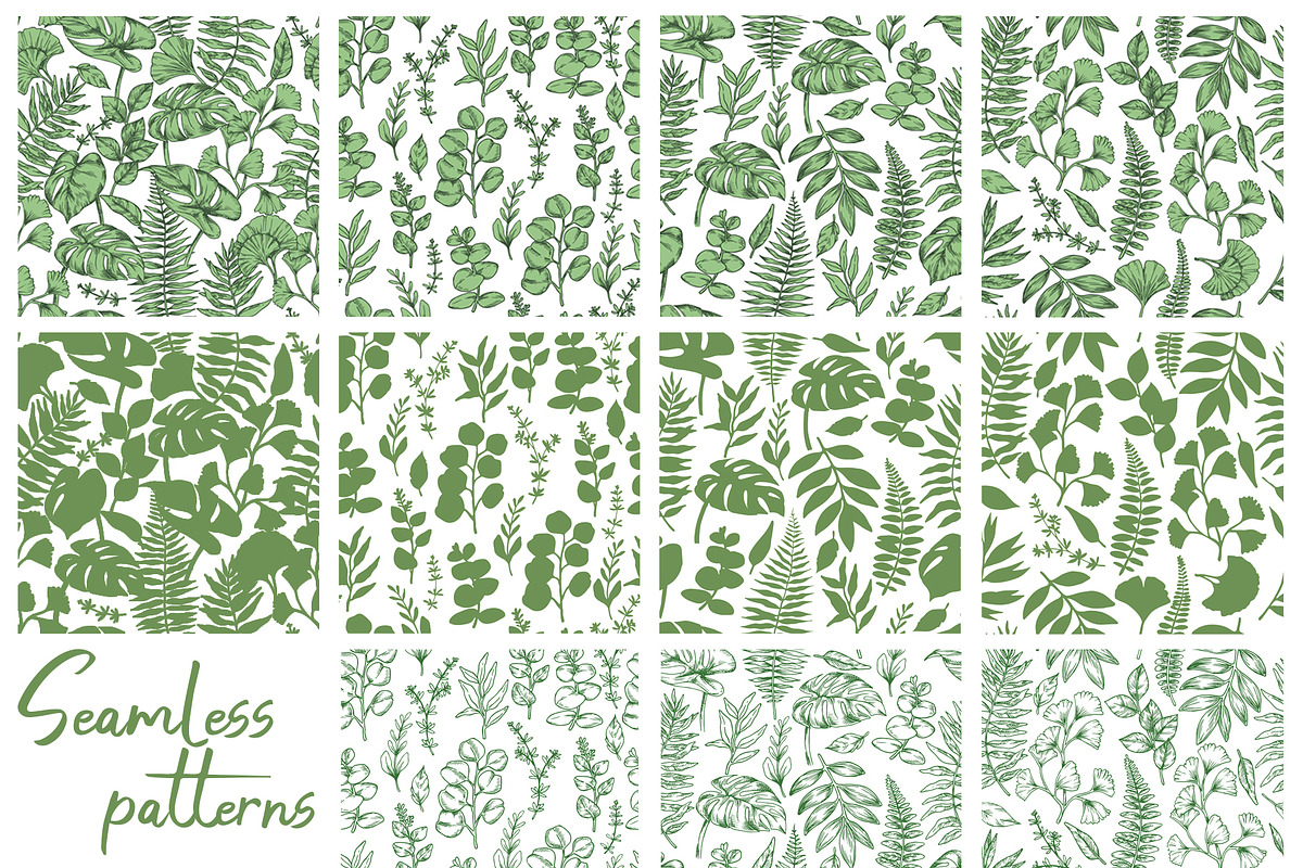 Tropical leaves.  Sketch style, a Seasonal Illustration by made by Tanya (Photo 4 of 4)
