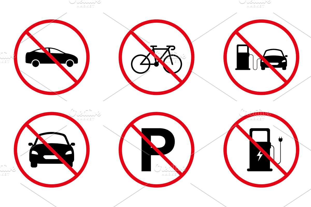 Vehicle Wheel Car Ban Sign, a Transportation Illustration by Vector Creator