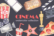 Watercolor Cinema Movie Pizza retro, a Food Illustration by Vivitta (Thumbnail 1 of 3)