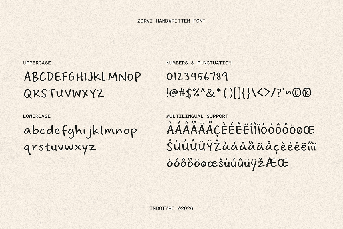 Zorvi - Playful Hand-drawn Font, a Handwritten Font by Indotype Foundry (Photo 6 of 10)