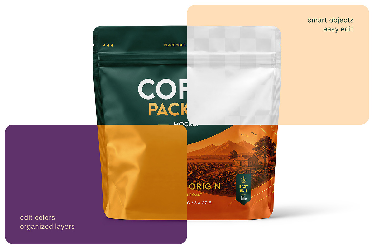 Coffee Package Mockup Set, a Packaging Mockup by Country4k (Photo 2 of 4)