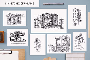 40 B&W Urban Sketches Pattern