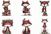 Whimsical Christmas Fox Clipart, an Animal Illustration by Black Bird Studio (Thumbnail 3 of 5)