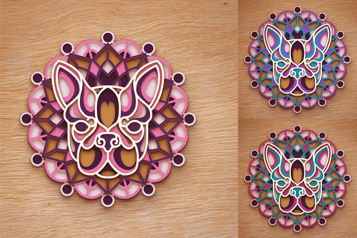 Dog 3D Mandala - SVG laser cut files, an Object Graphic by Arshad Ali (Photo 3 of 8)