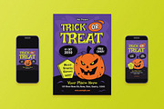 Purple Trick or Treat Flyer Set, a Flyer Template by Aiyari Graphic (Thumbnail 1 of 3)