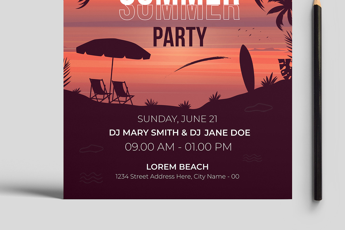 Summer Party Flyer Design Template, a Flyer Template by MightyDesign (Photo 3 of 8)