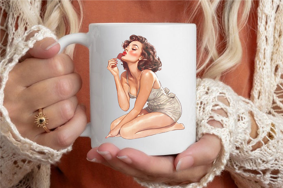 Vintage Pinup Girl Clipart Bundle, a Person Illustration by designcity5 (Photo 5 of 5)
