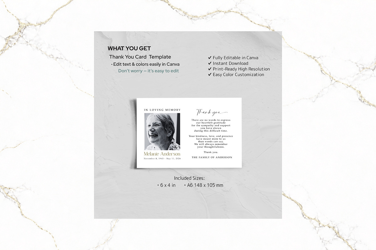 Funeral Thank You Card Canva FR002, a Card Template by TyphoonStudio (Photo 2 of 5)
