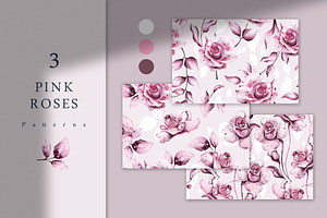 Pink Roses - Seamless Patterns