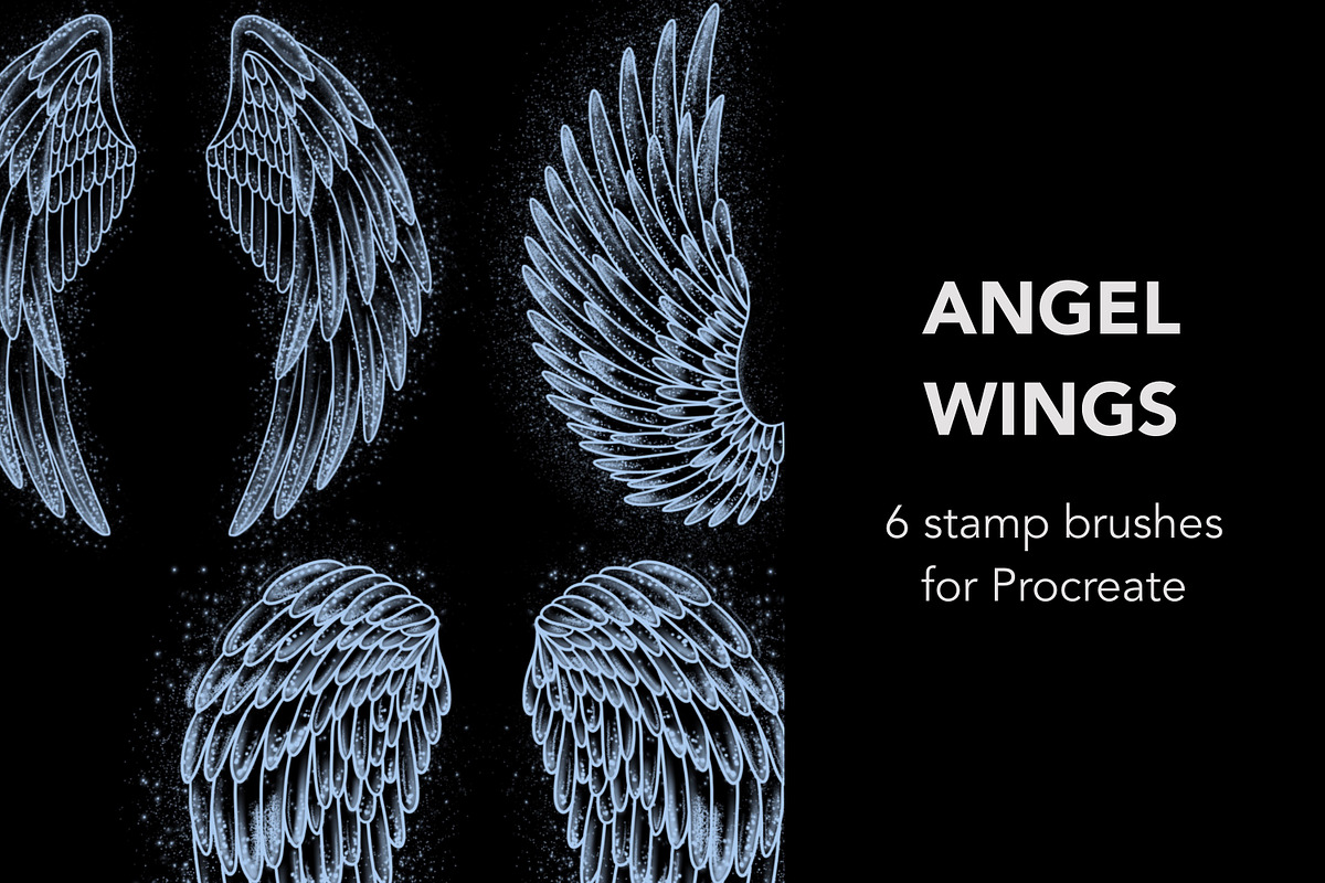 Angel wings stamps for Procreate, a Brush Add-On by Veronika Gotovceva (Photo 1 of 5)
