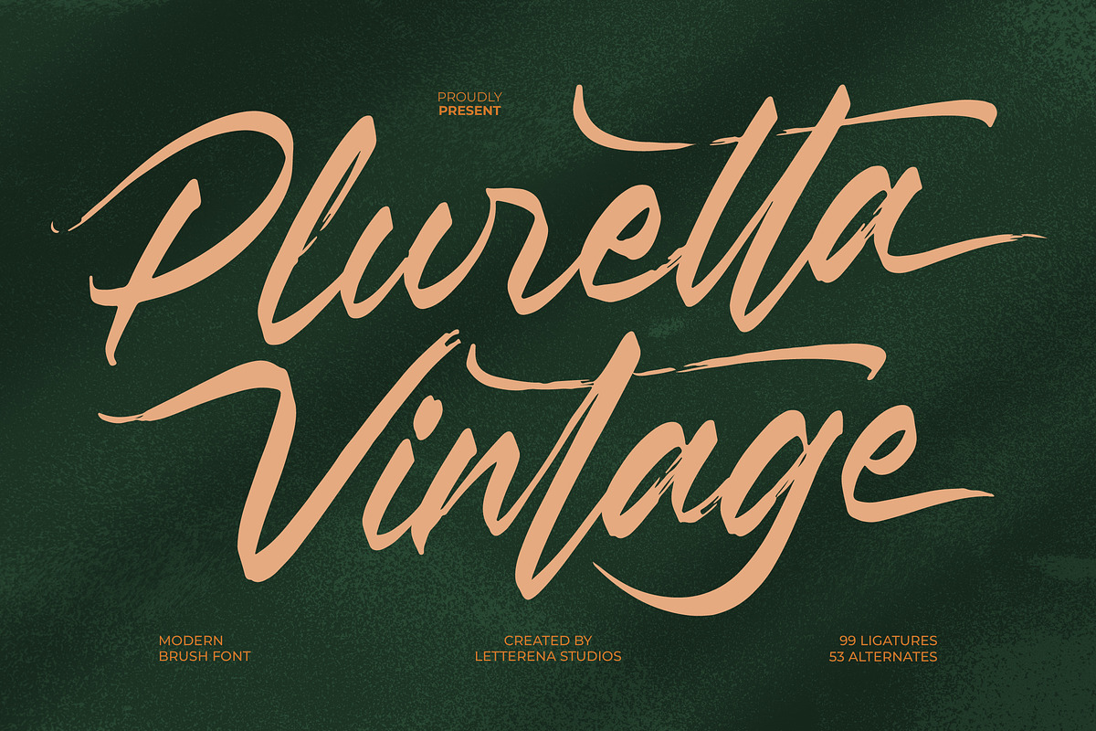 Pluretta Vintage Modern Brush Font, a Serif Font by Letterena Studios Script (Photo 1 of 20)