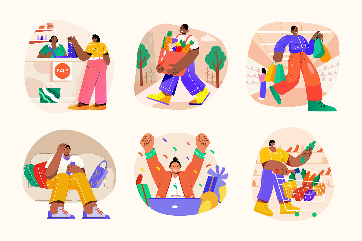 Shopping and Sale Vector Set, a Person Illustration by Prosymbols (Photo 5 of 9)