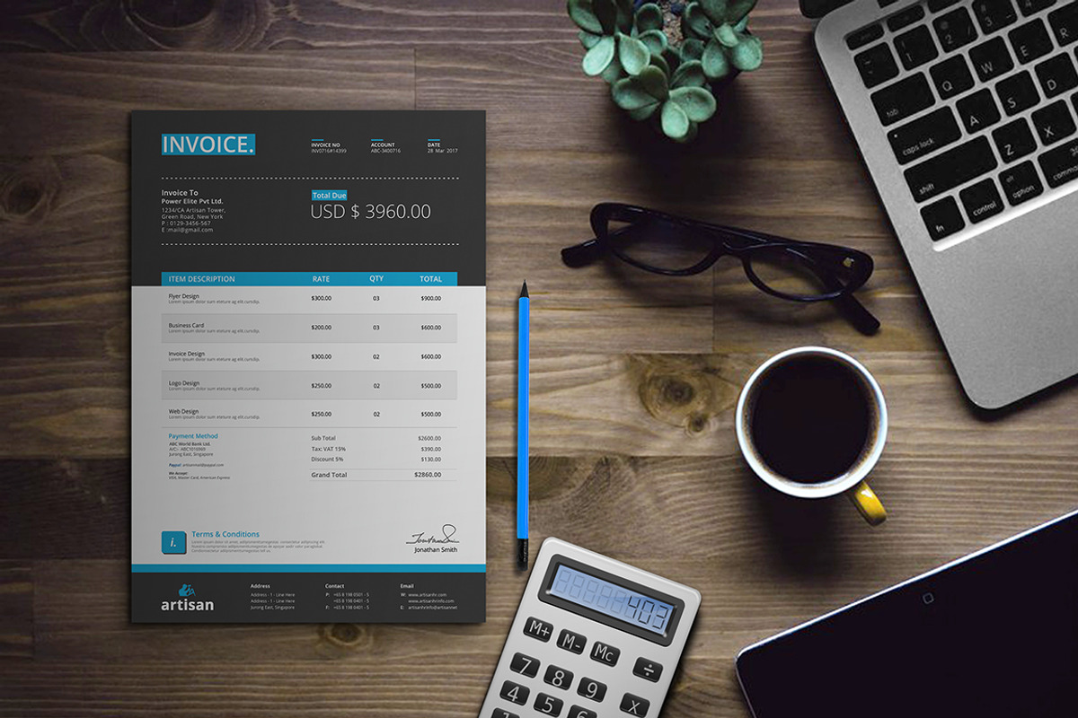 Invoice Bundle, a Stationery Template by artisanHR (Photo 6 of 11)