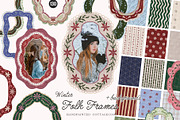 Winter FOLK Frames & Backgrounds, a Decorative Illustration by SunnyAfternoons (Thumbnail 1 of 15)