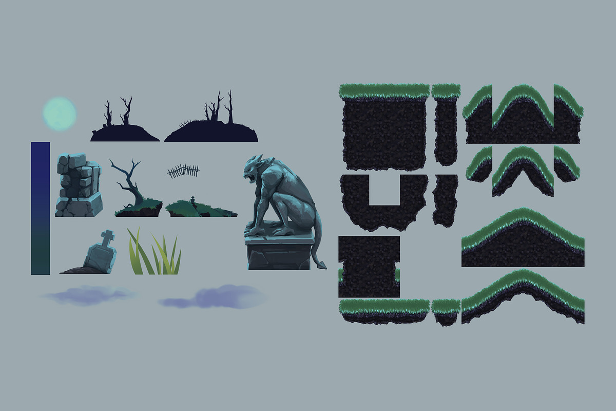 Spooky Cemetery - Platformer Tileset, a Graphic by LudicArts (Photo 3 of 8)