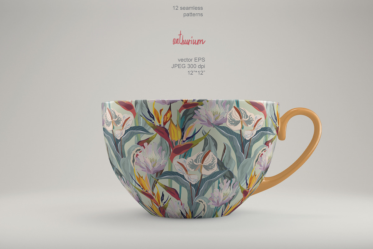 Tropical flowers vector seamless set, a Pattern Graphic by PatternsBlooming (Photo 7 of 8)