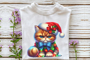 Watercolor Grumpy Christmas Cats Cl, a Seasonal Illustration by Rose Art (Thumbnail 4 of 7)