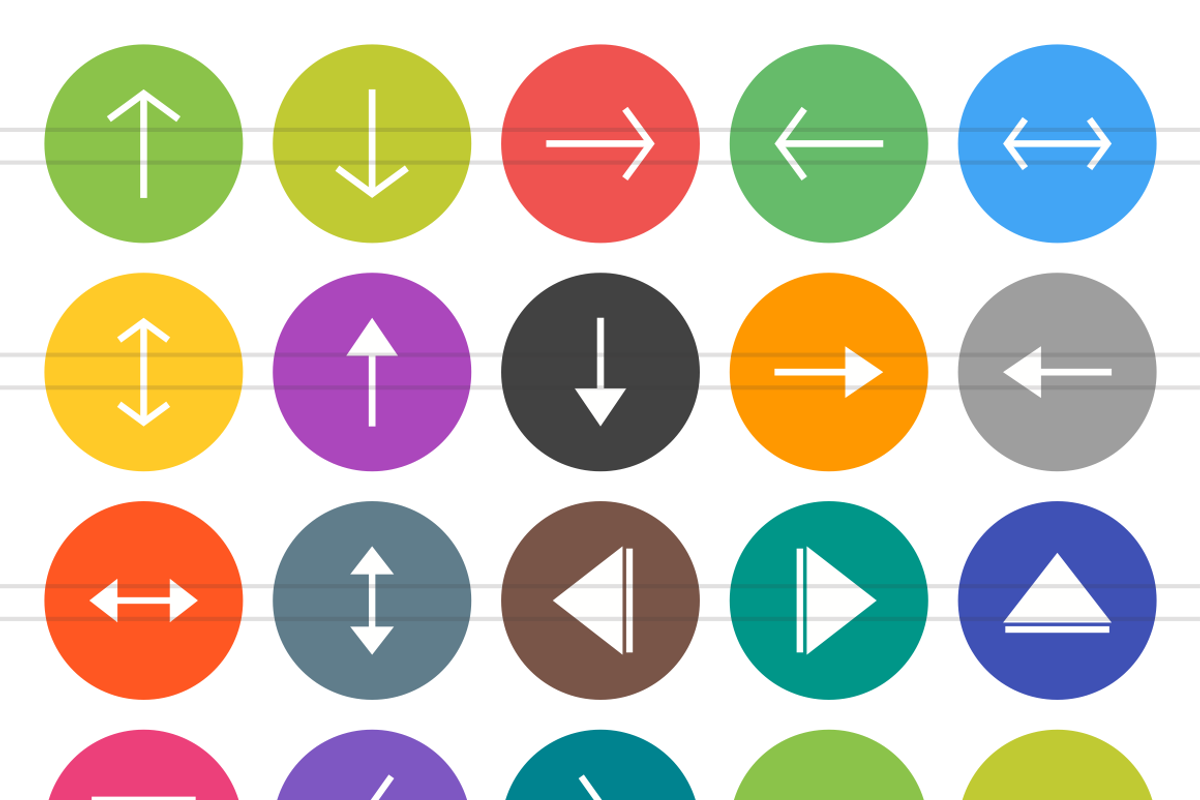 50 Arrows Flat Round Icons preview 2