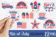 USA 4th of July Stickers set PNG, an Illustration by arausidp (Thumbnail 1 of 5)