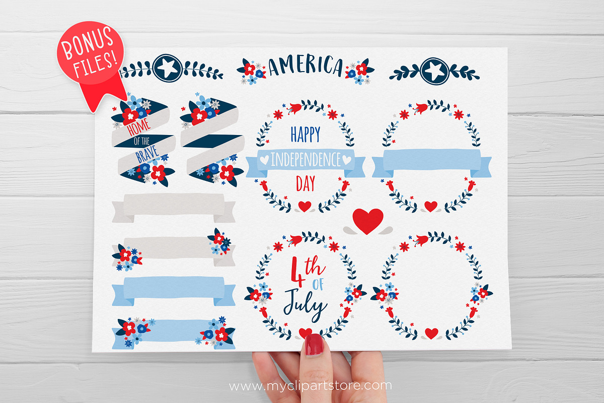 4th July Flowers & Wreaths Clipart, a Seasonal Illustration by MyClipArtStore (Photo 3 of 6)