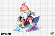 Summer Surfing Gnome Watercolor, an Illustration by Gemstone (Thumbnail 6 of 6)