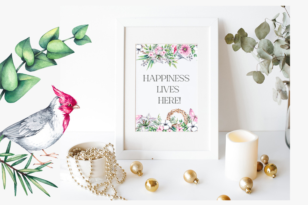 Birds in Bloom Watercolor Floral set, an Animal Illustration by SashaKondr (Photo 7 of 17)