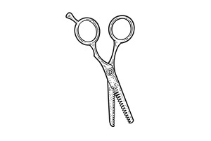 Hair Cutting Shears Sketch Vector