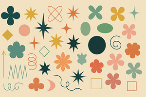 Midcentury vintage forms pattern wit, an Illustration by Dvoevnore photos
