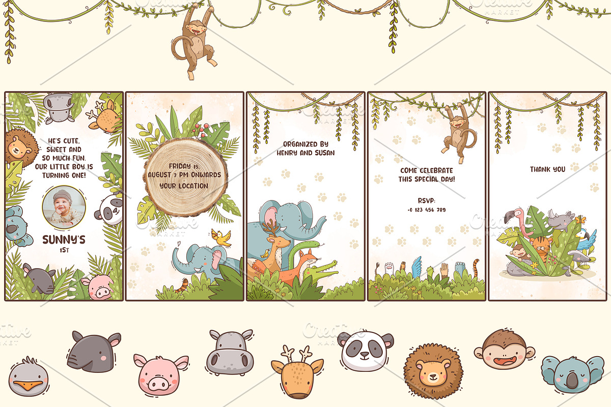 Jungle Theme Birthday Invitation-AF, a Social Media Template by Kaushal Jangid (Photo 2 of 3)