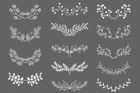 Symmetrical Floral Graphic Elements