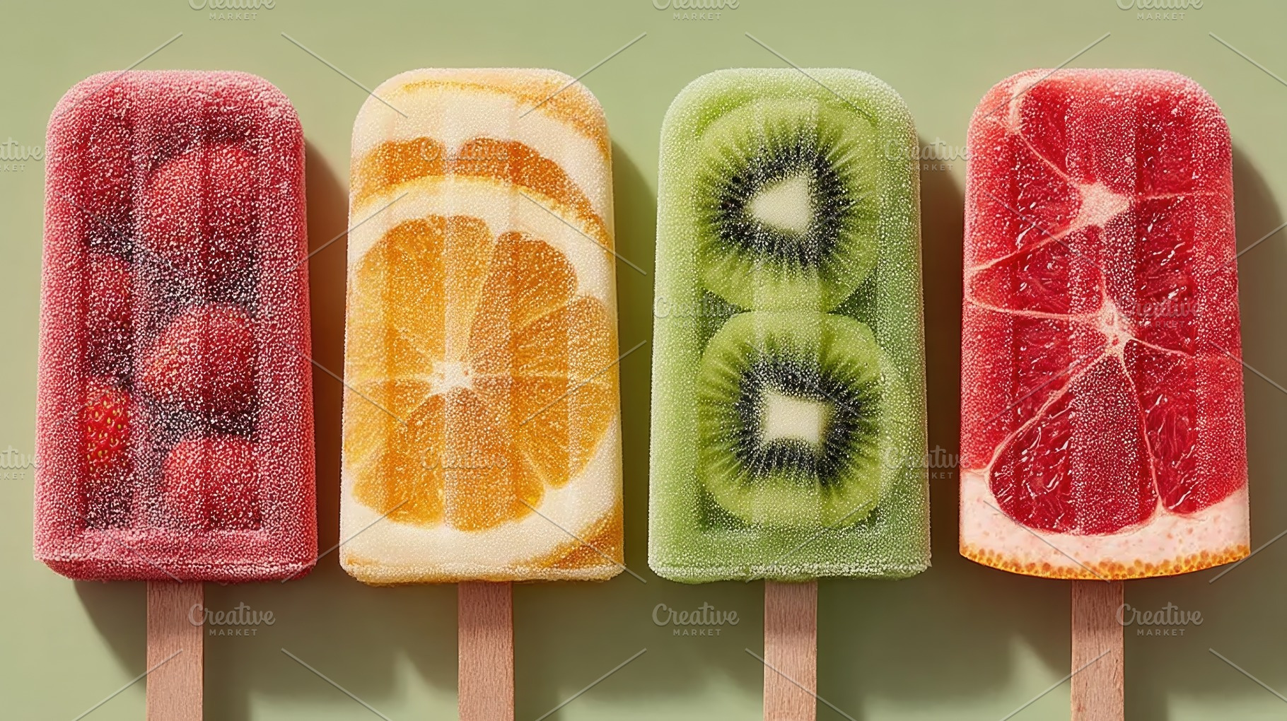 Colorful Fruit Ice Pops with Fresh Citrus and Kiwi Slices, a Nature Photo by José Manuel Gelpi