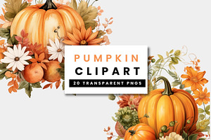 Orange Pumpkins Flowers PNG Clipart