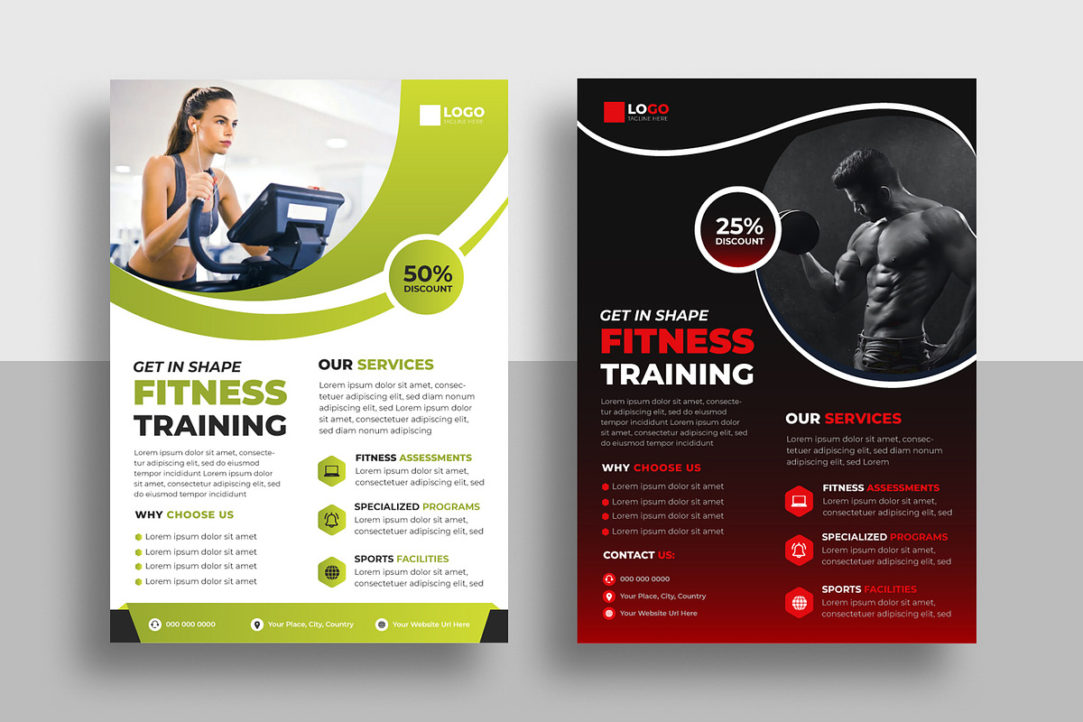 Fitness Gym flyer template design, a Flyer Template by Designgrove