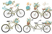 Vintage Blue Floral Bicycles, an Illustration by Amanda Ilkov (Thumbnail 5 of 5)