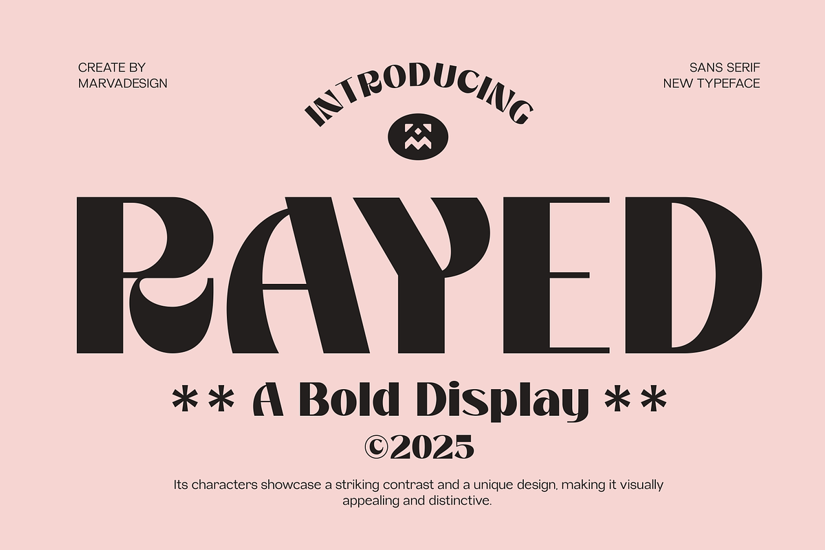 Rayed - Bold Display Font, a Sans Serif Font by Marvadesign (Photo 1 of 9)
