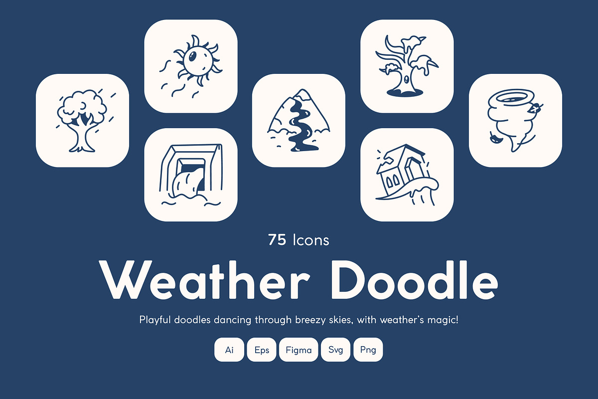Weather Doodle Art Set, an Outline Icon by Vectors Market (Photo 1 of 8)