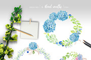 Watercolor Hydrangea Floral Clipart, an Illustration by ColorfulNest (Thumbnail 5 of 7)