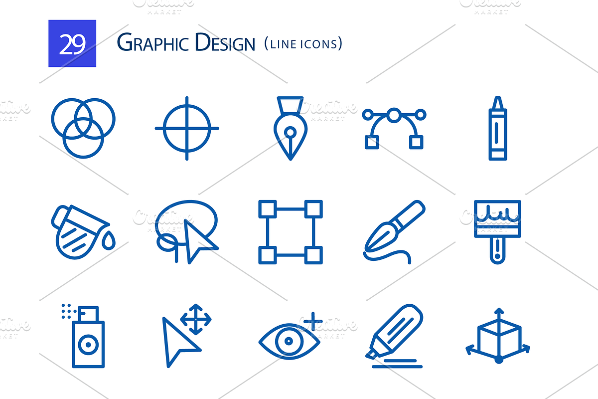 29 Graphic Design Line Icons preview 2