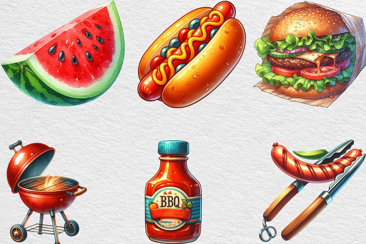 Summer BBQ Party Clipart, an Illustration by Black Bird Studio (Photo 3 of 6)