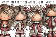 Whimsical Christmas Angel Clipart, an Illustration by SinaCreation (Thumbnail 1 of 7)