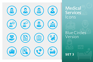 Blue Medical Services Icons - Set 3